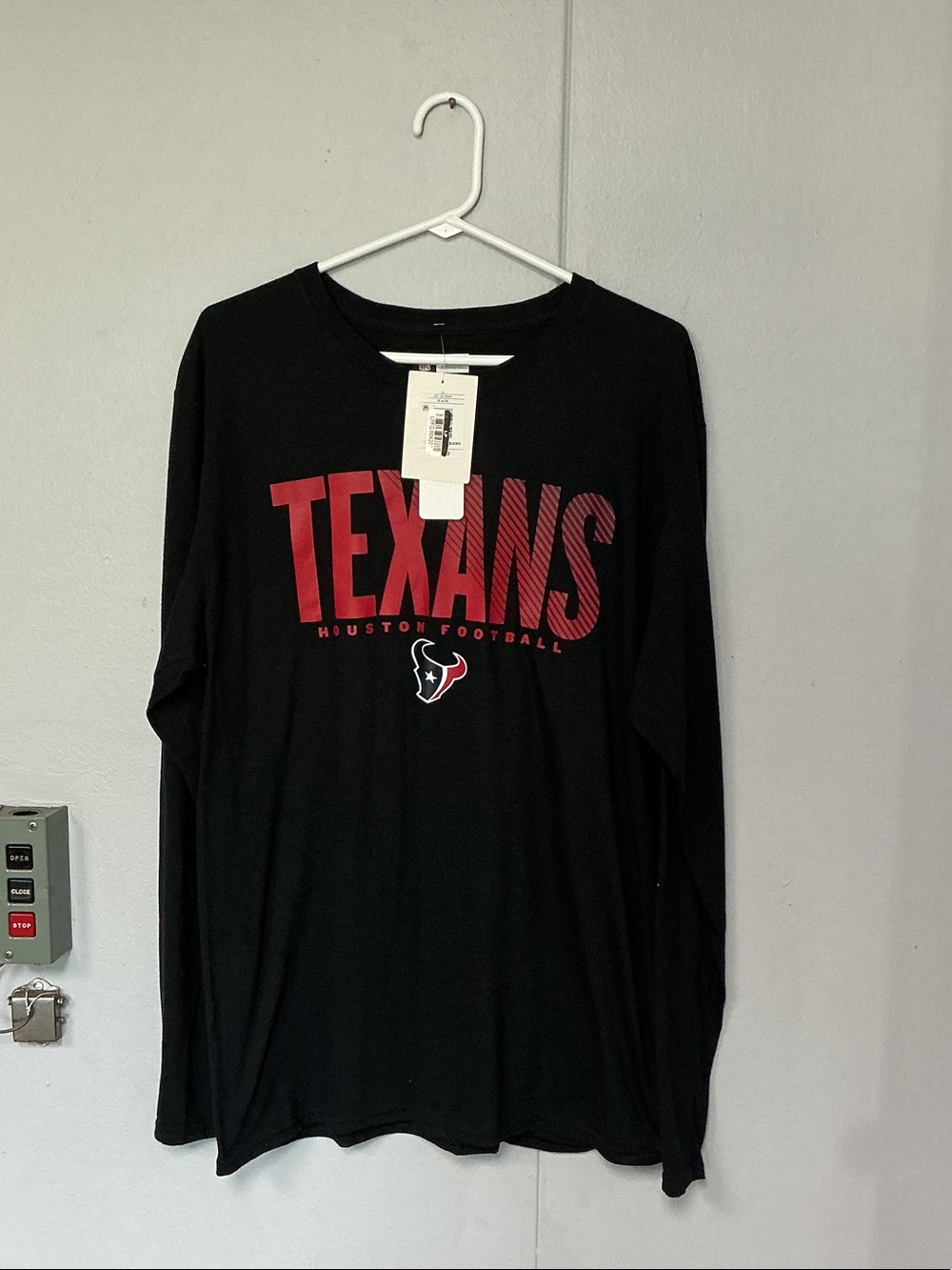 Houston Texans Black Long-Sleeve Tee with Red Logo